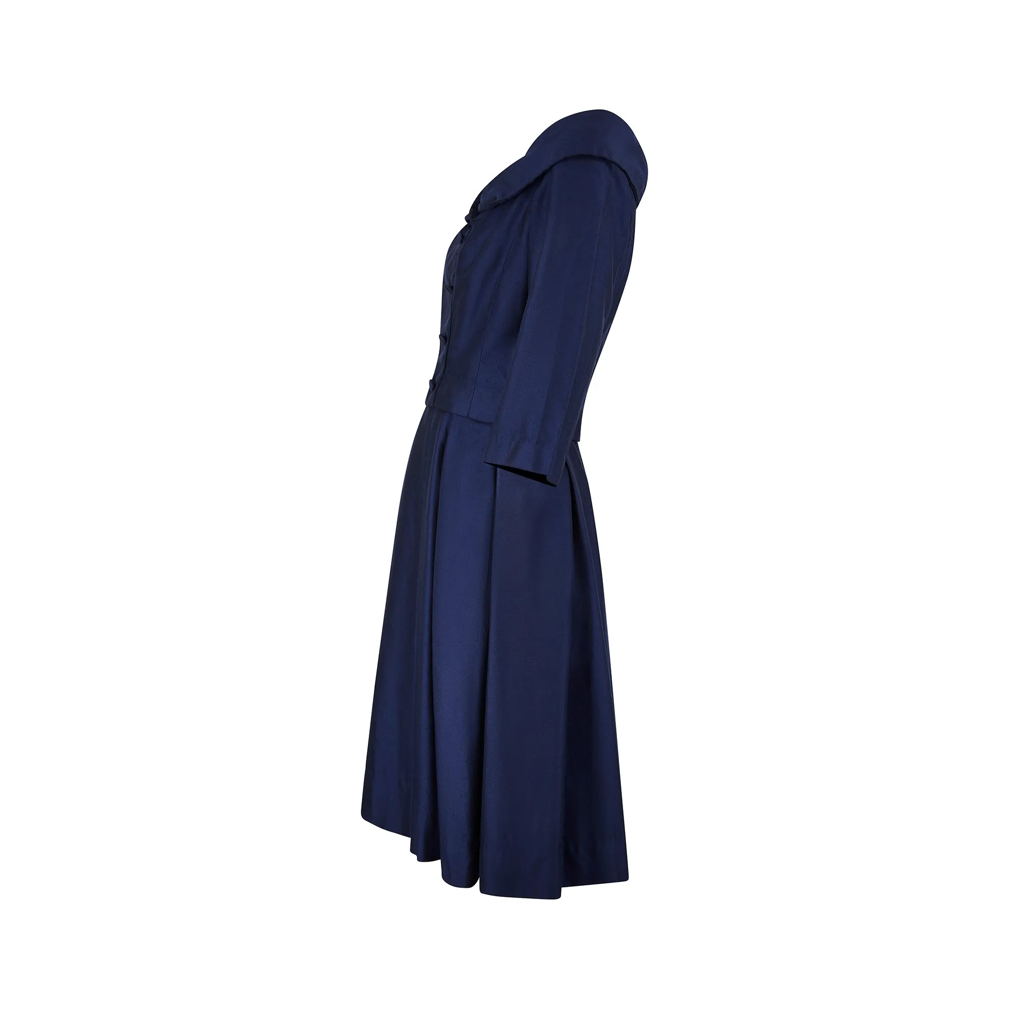 1950s Harrods Navy Double Breasted Dress