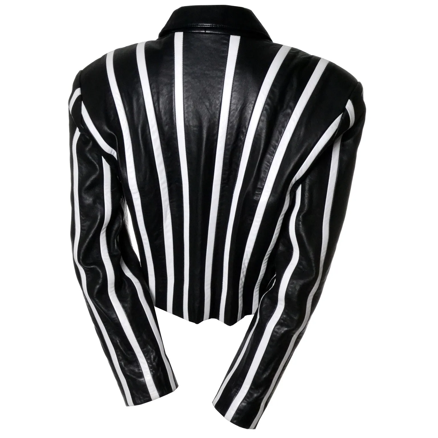 1994 Michael Hoban North Beach Black and White Striped Leather Vintage Jacket 6/8