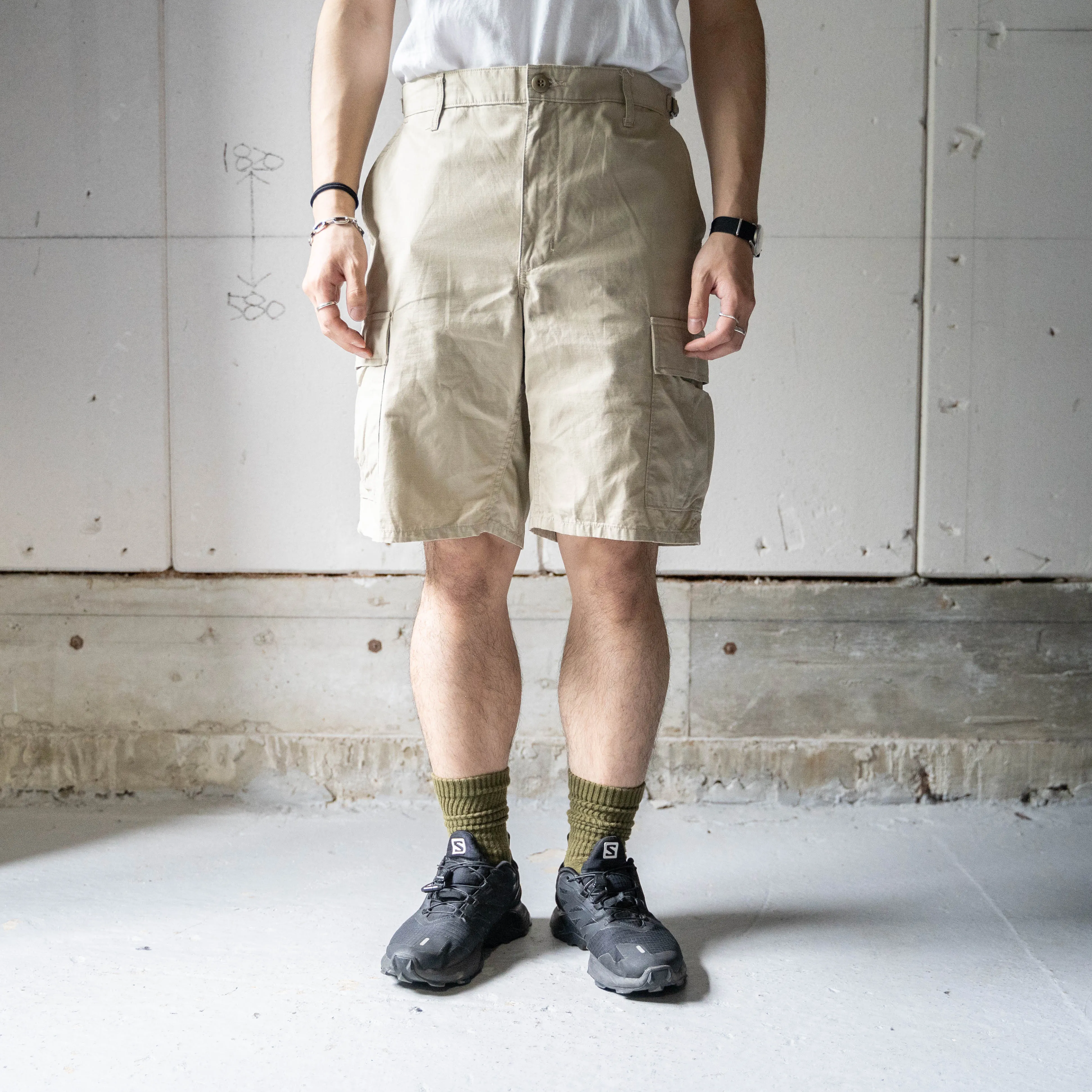 2000s 'PROPPER' beige color ripstop half cargo pants