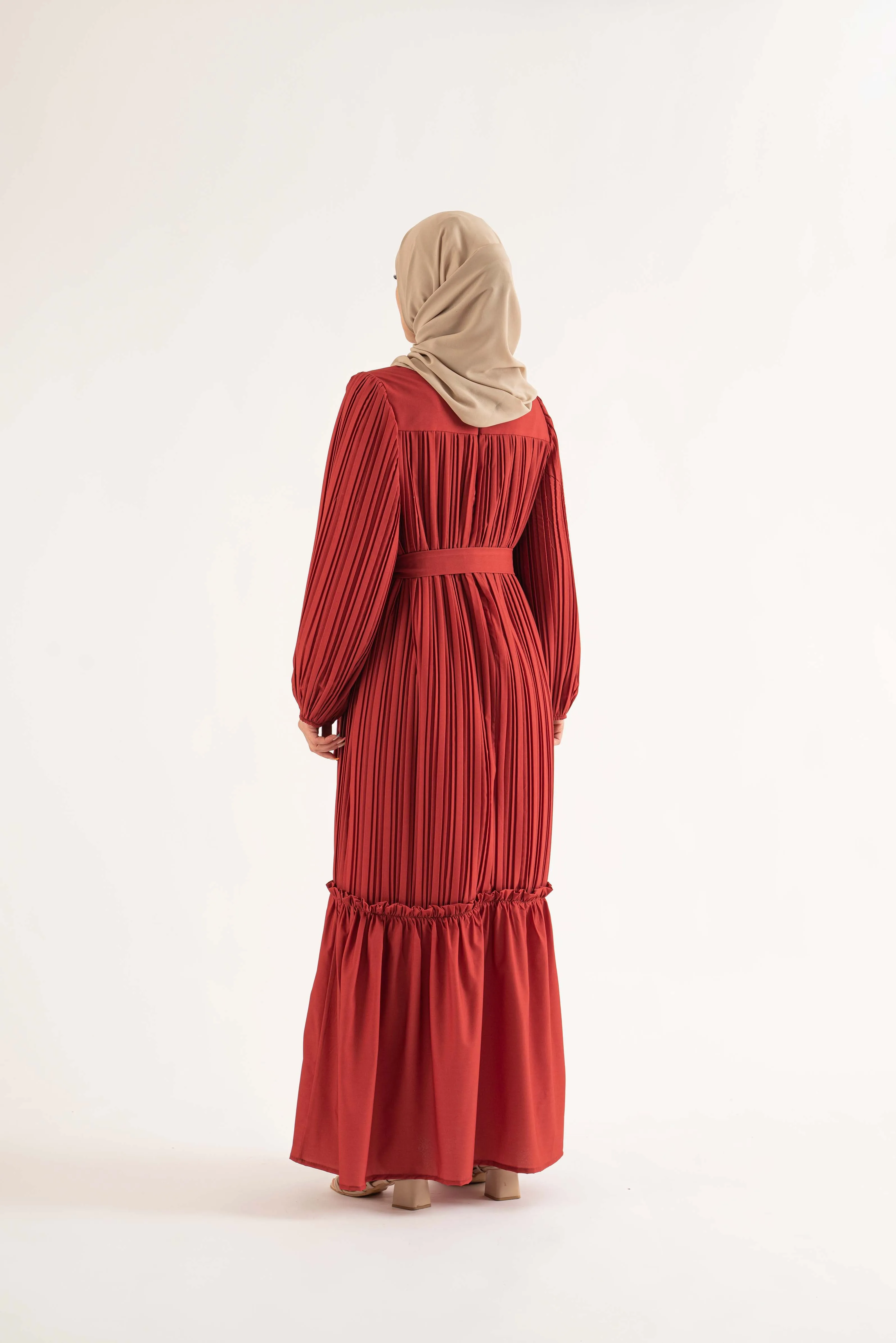 Aayat Pleat Maxi Dress - Ruby Red