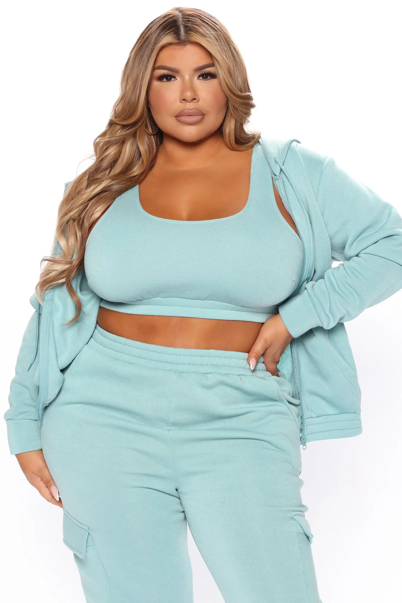 About Time 3 Piece Jogger Set - Aqua