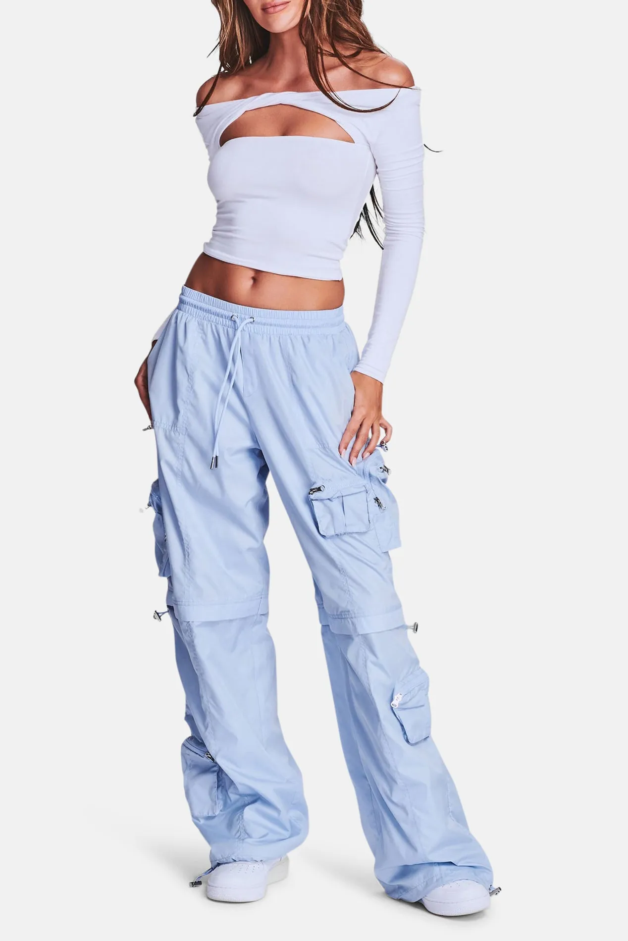 Alba Ruched Cargo Pant Light Blue