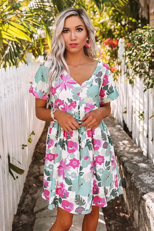 Amalfi Bound Floral Babydoll Dress in Pear