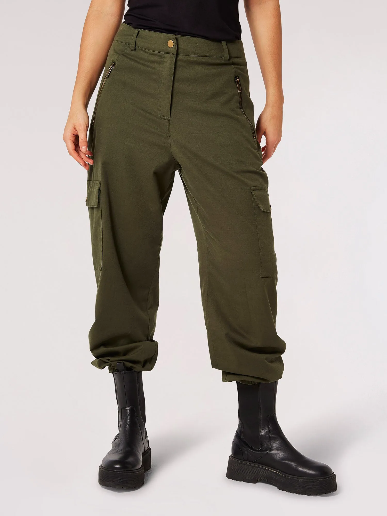 Apricot Twill Cargo Pants