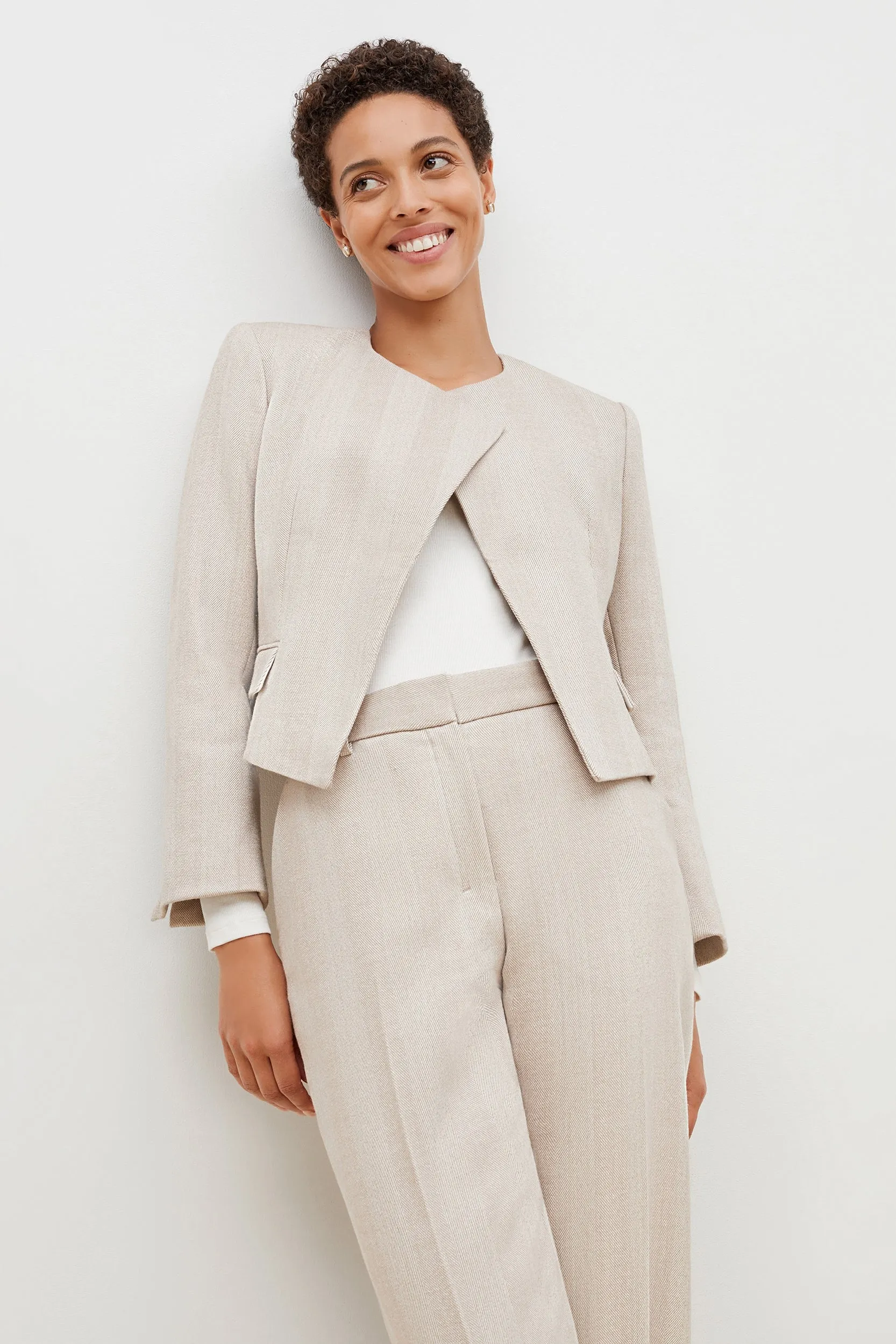 Arden Jacket - Wool Herringbone :: Ivory / Biscuit