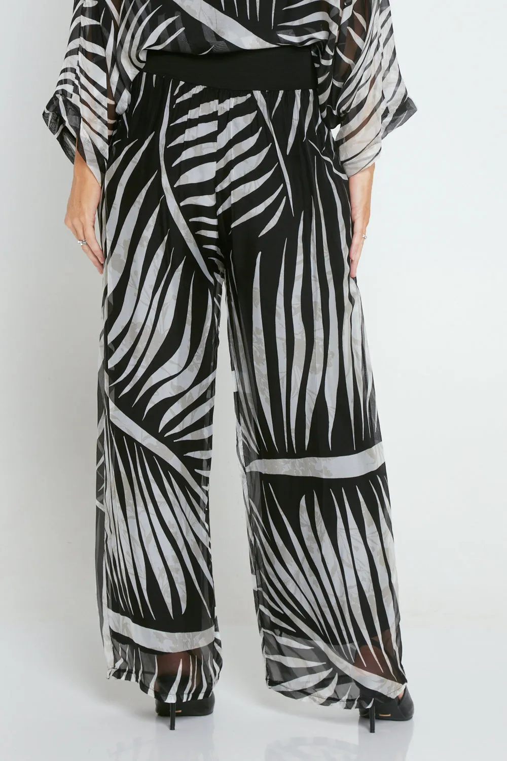 Arlette Silk Pants - Evening Palms