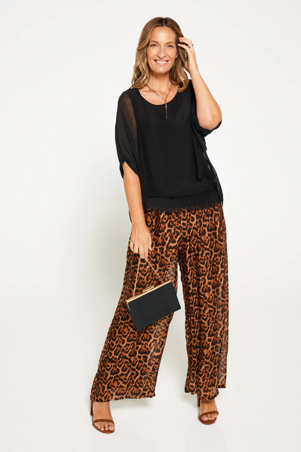 Arlette Silk Pants - Leopard