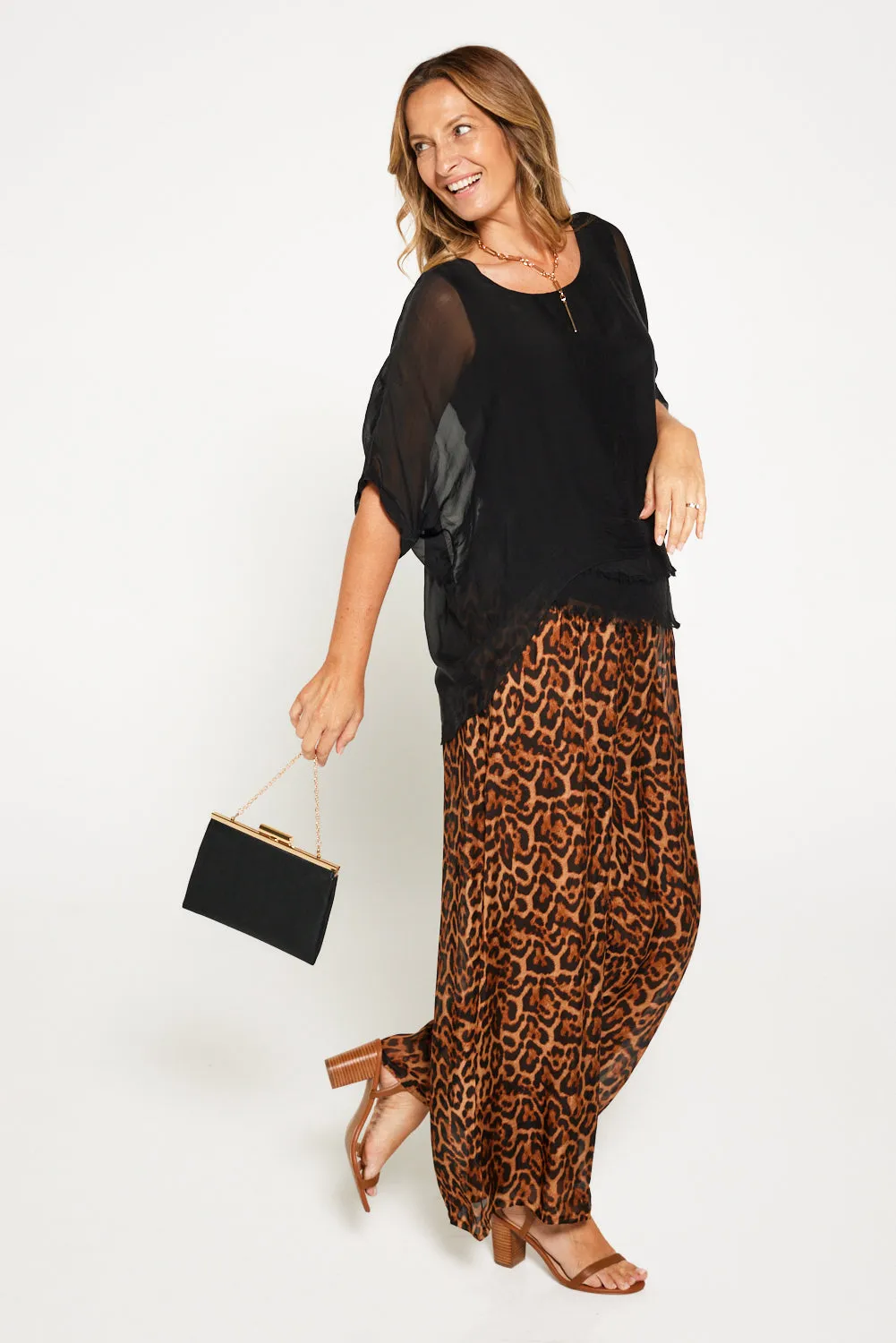 Arlette Silk Pants - Leopard