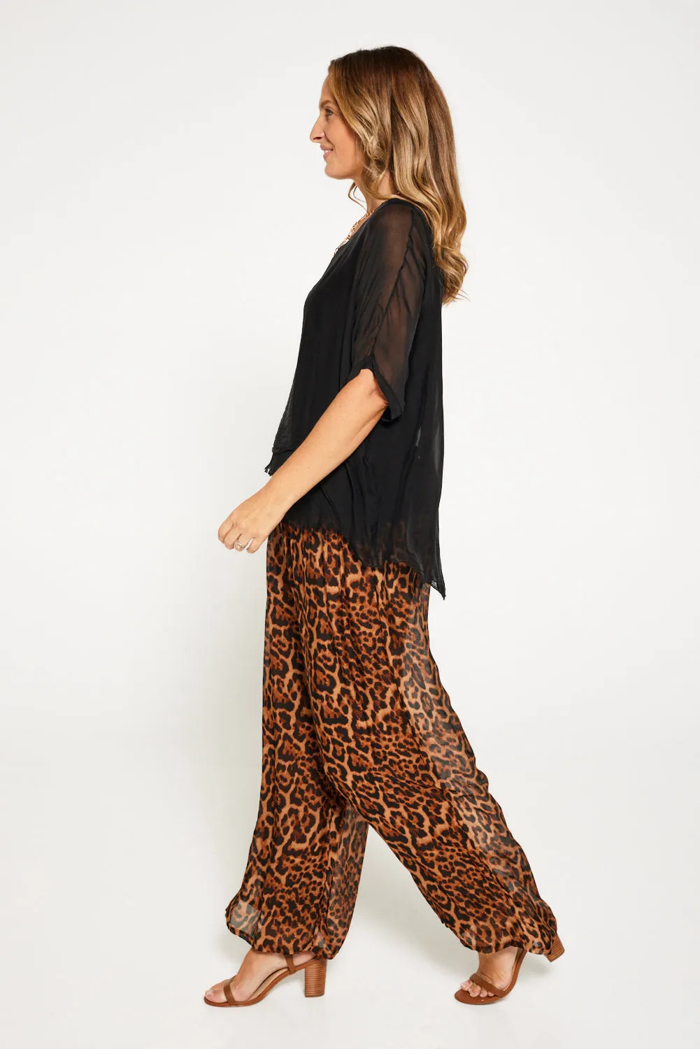 Arlette Silk Pants - Leopard