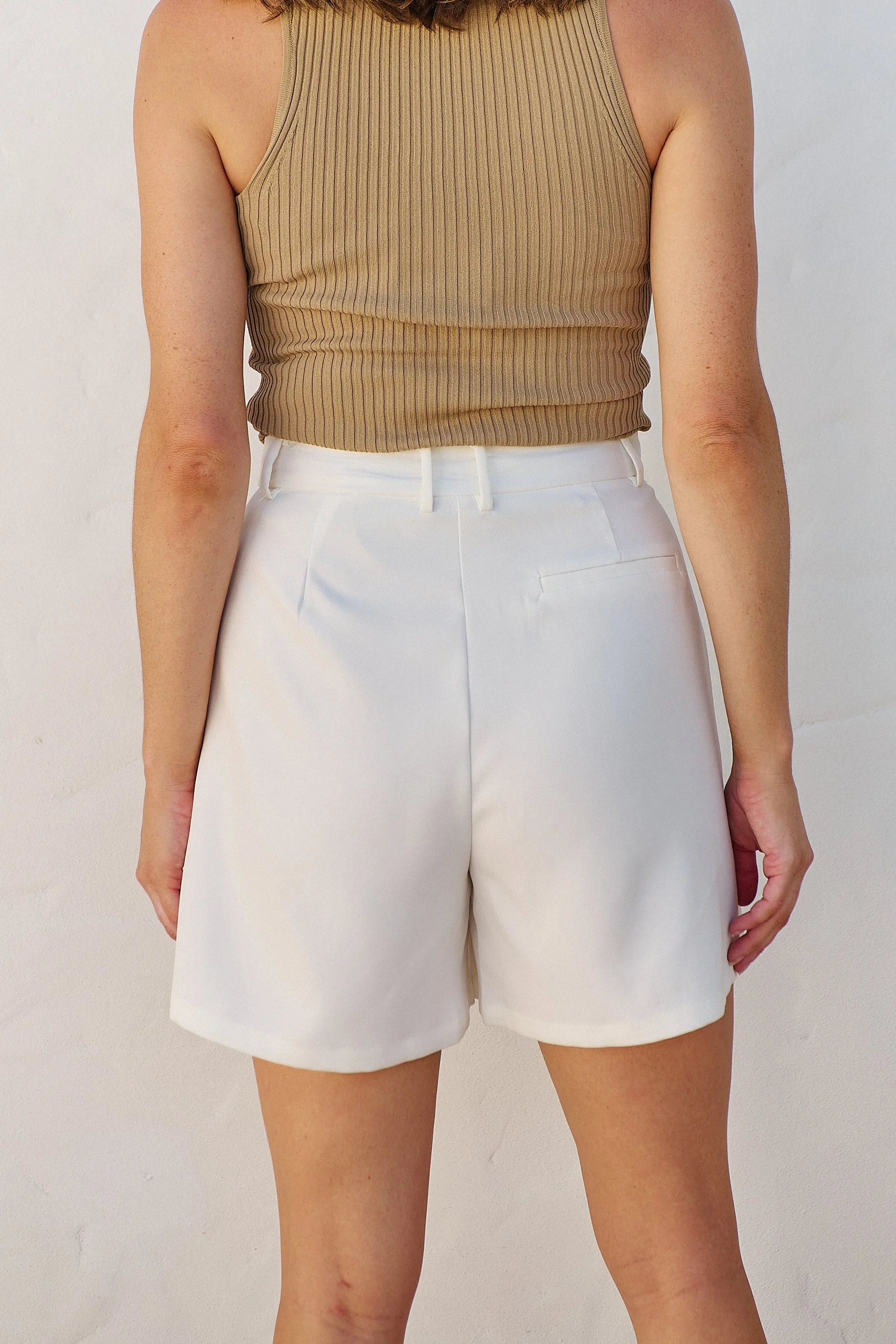 Astrid Tailored High Waisted White Shorts