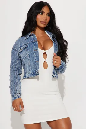 Be Obsessed Cropped Denim Jacket - Medium Wash