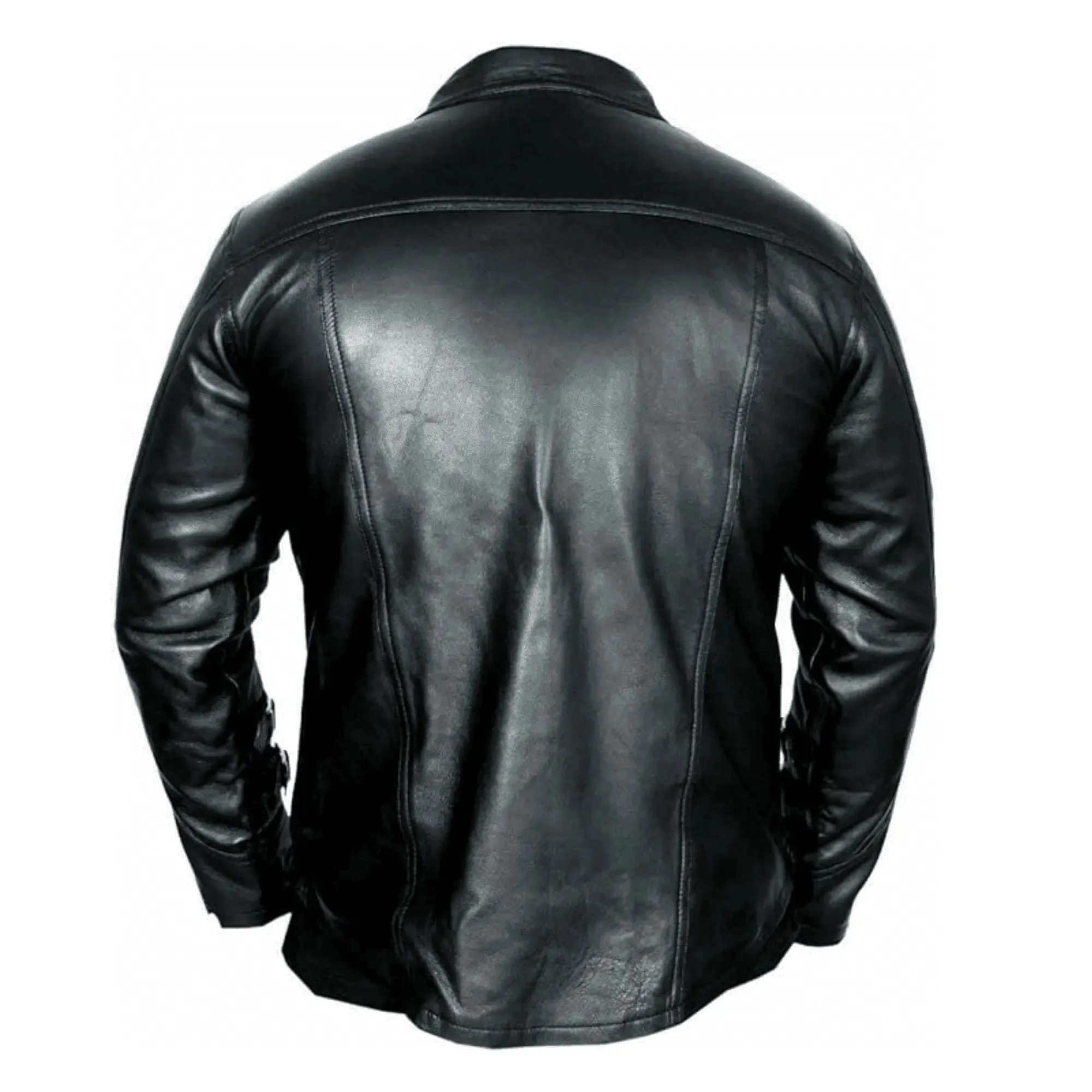 Black Leather Shirt Jacket for Men