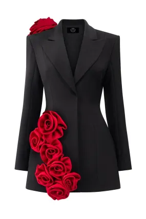 BLACK ROSE TWILL BLAZER DRESS