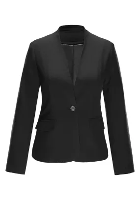 Black V-Neckline Single Button Blazer