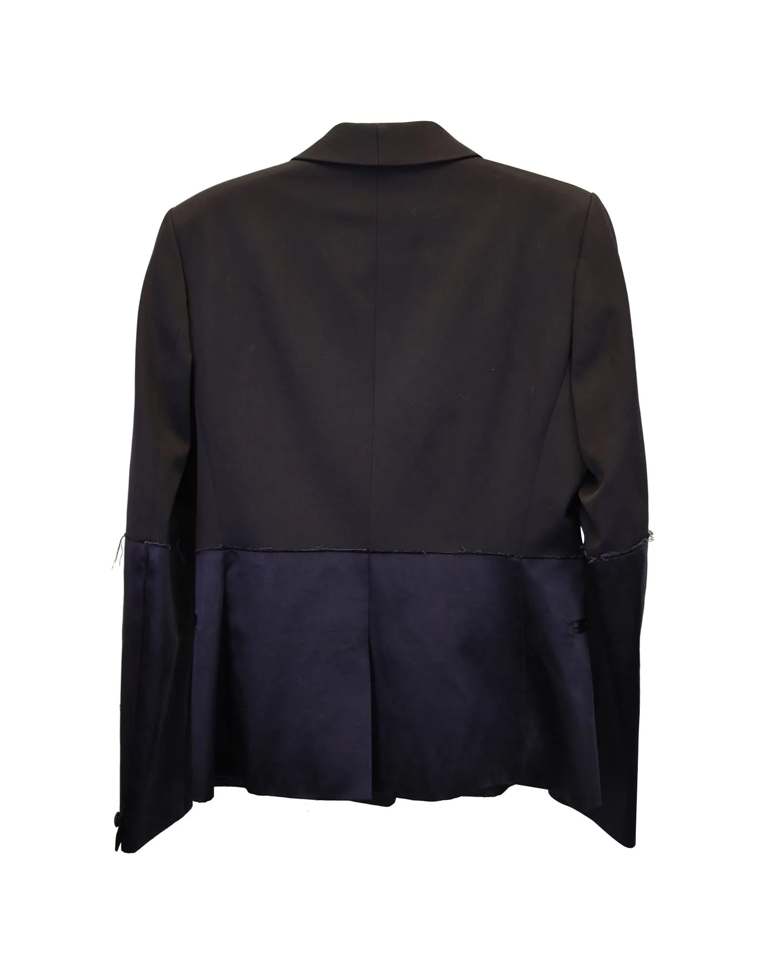 Black Viscose Tuxedo Blazer with Raw Edges