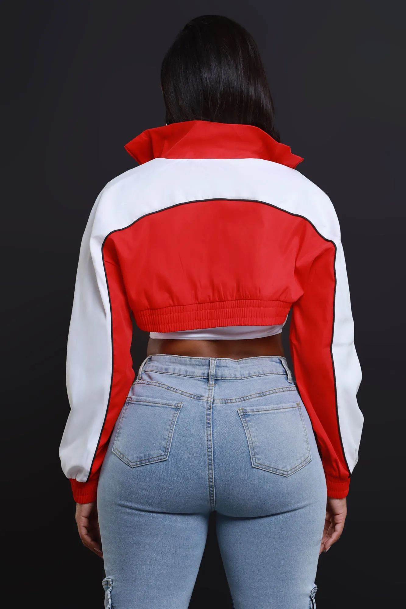 Bring The Heat Cropped Windbreaker - Red/White