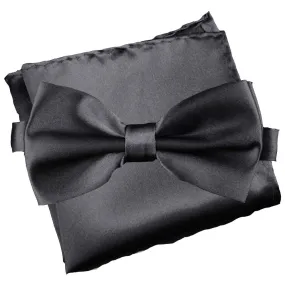 Carbon Grey [Silky Smooth] - Bow Tie and Pocket Square Matching Set