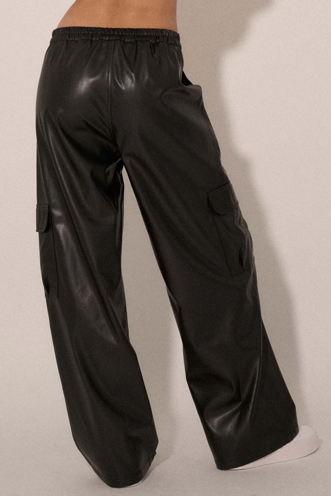 Carry Me Home Vegan Leather Wide-Leg Cargo Pants