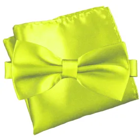 Chartreuse Green [Silky Smooth] - Bow Tie and Pocket Square Matching Set