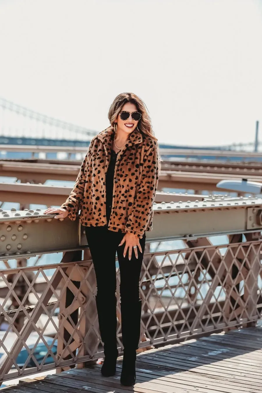 Chic Mood Faux Fur Animal Print Jacket