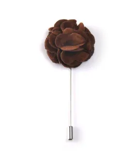 Chocolate Brown Plush Flower Lapel Pin