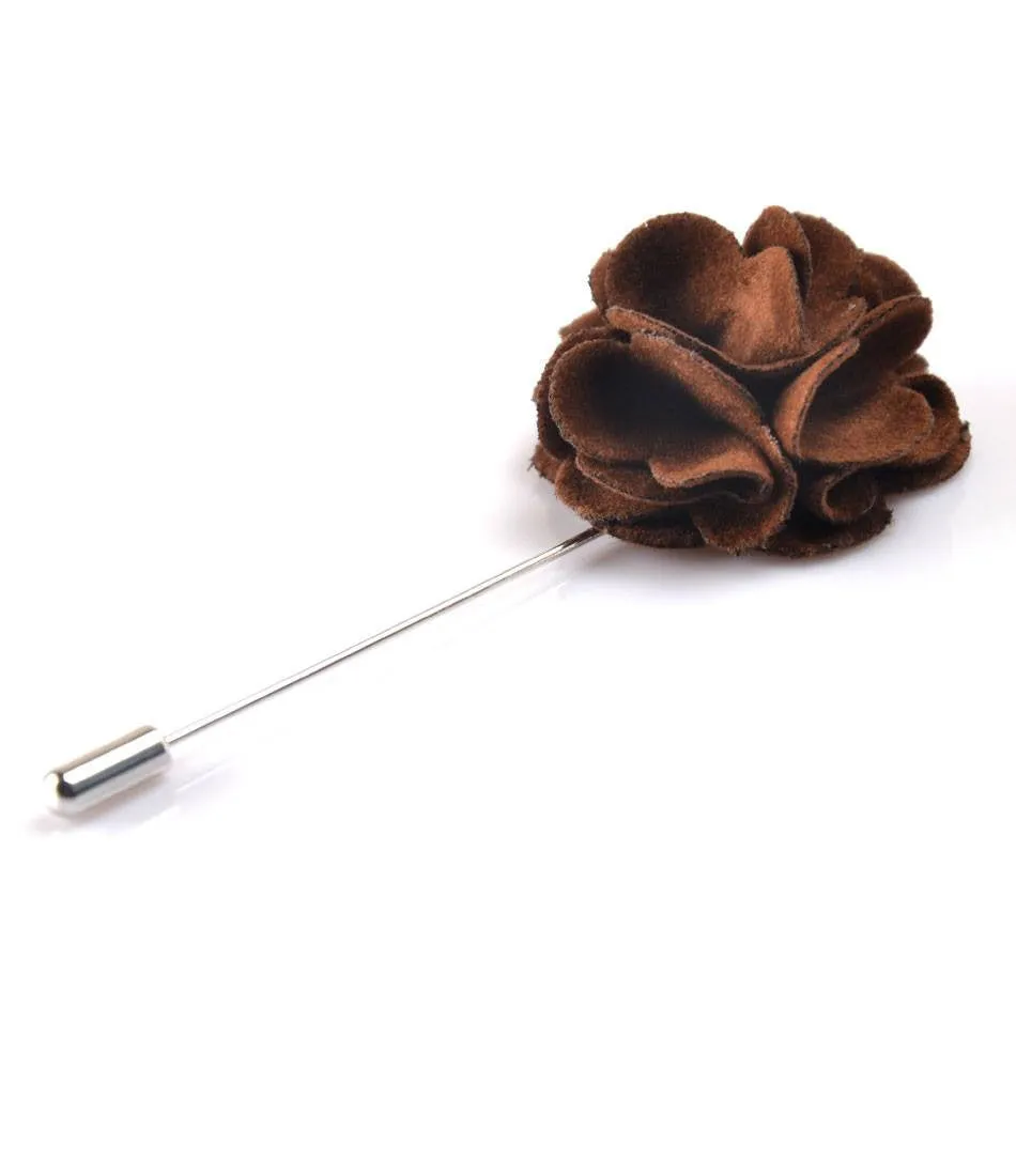 Chocolate Brown Plush Flower Lapel Pin