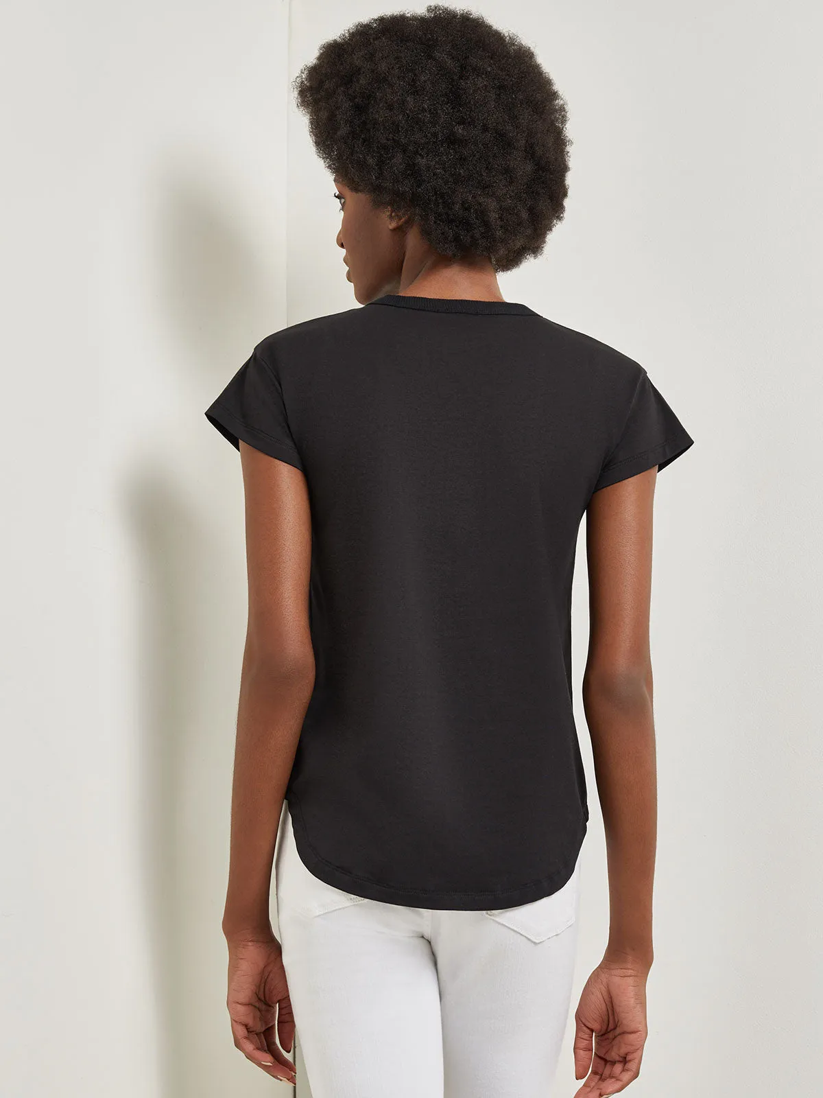 Classic Short Sleeve Jersey Knit Top, Black