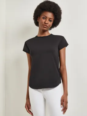 Classic Short Sleeve Jersey Knit Top, Black