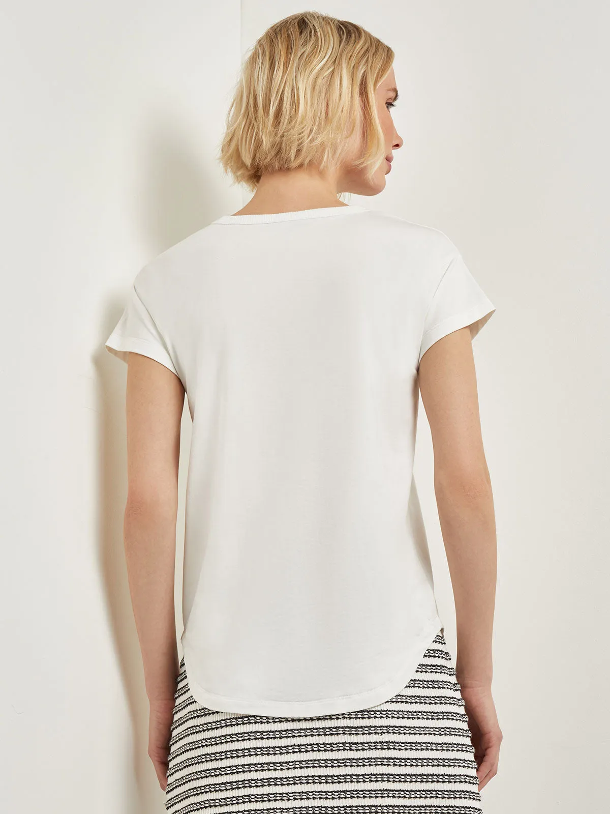 Classic Short Sleeve Jersey Knit Top, White