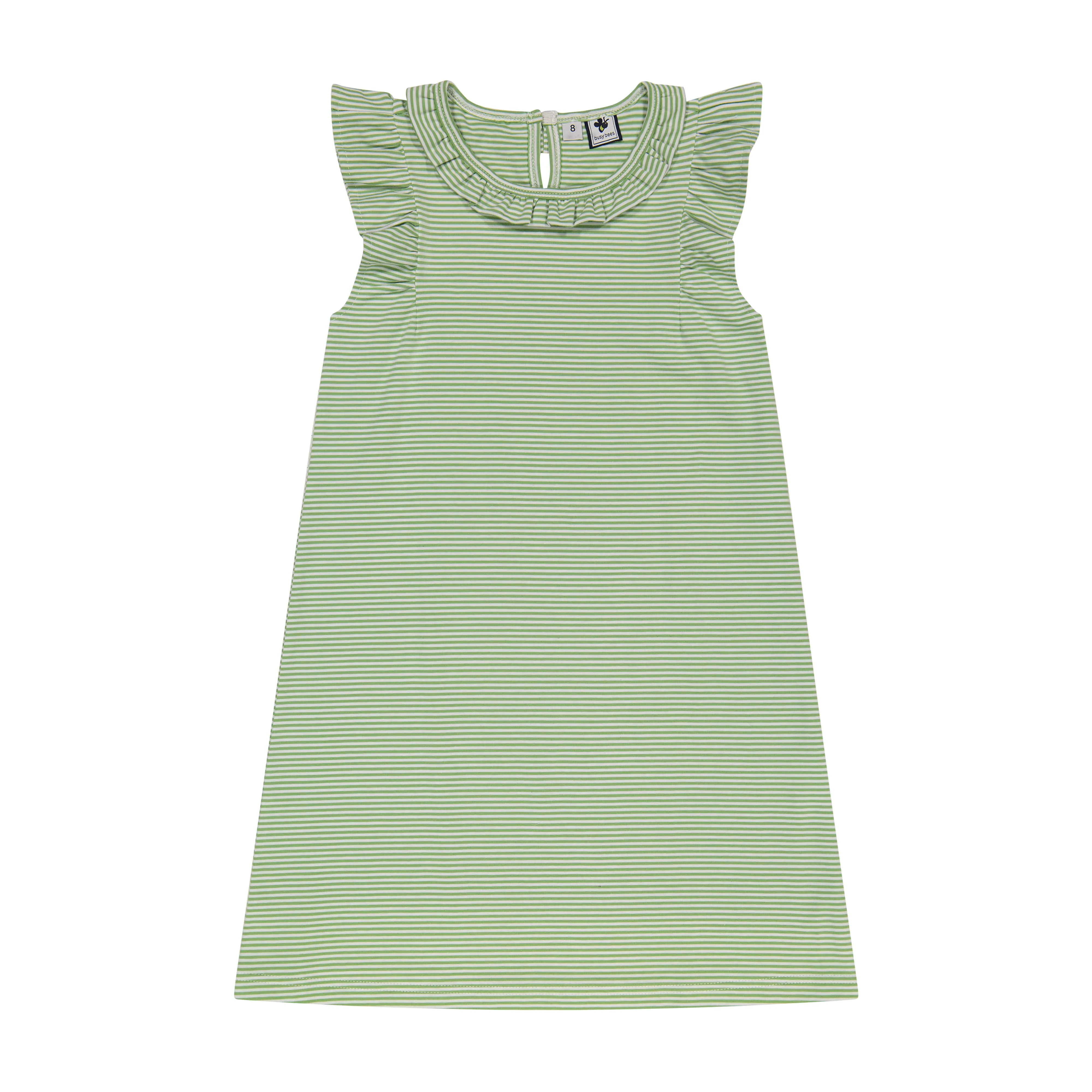 Colette Ruffle Dress Green Stripe