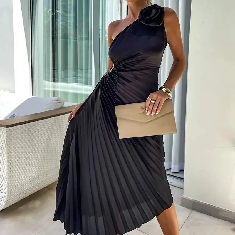 Commute Floral Shoulder Hollow Waist Formal Fashion Office Elegant Elegant Dress