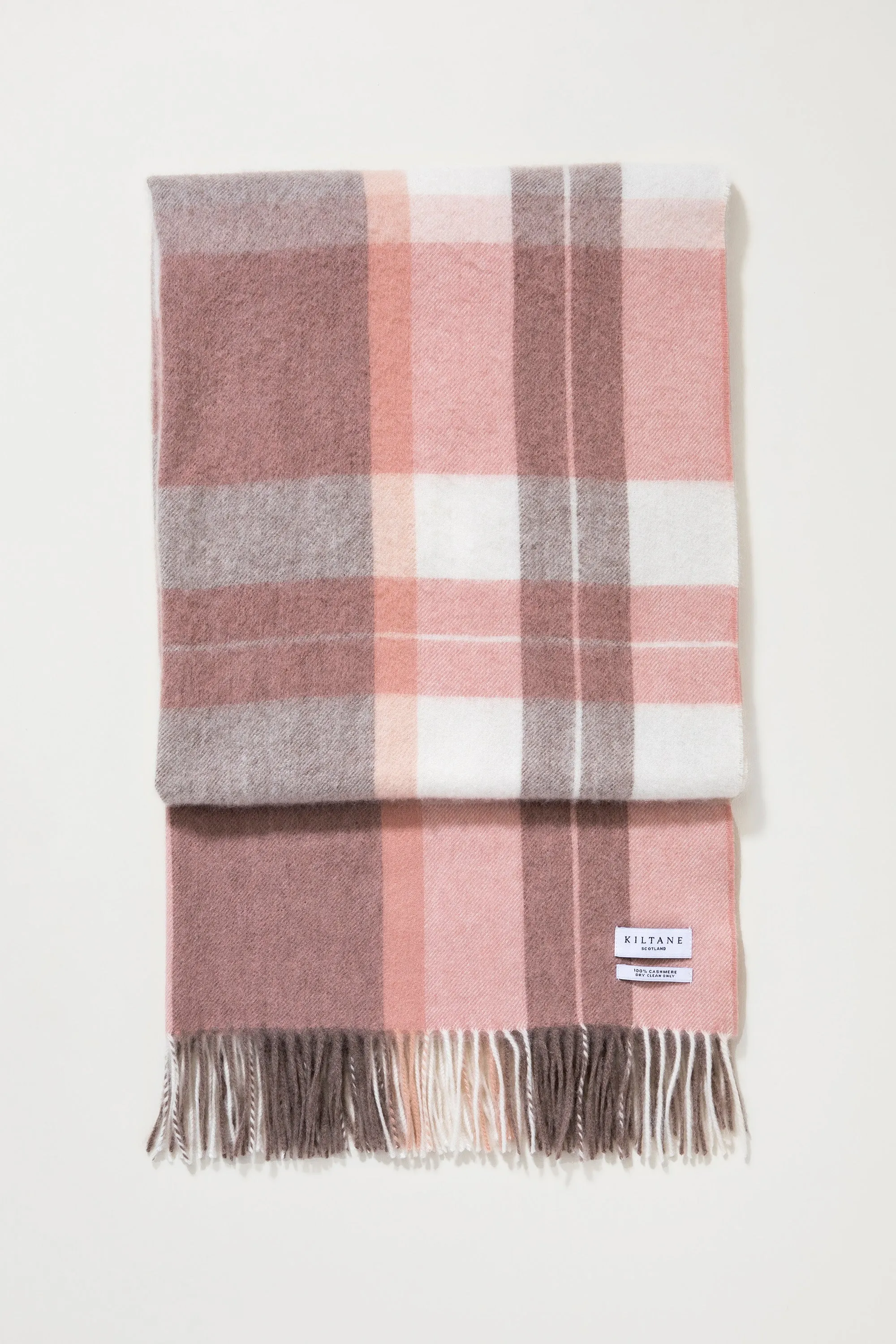 Contemporary Check Cashmere Stole - Cameo