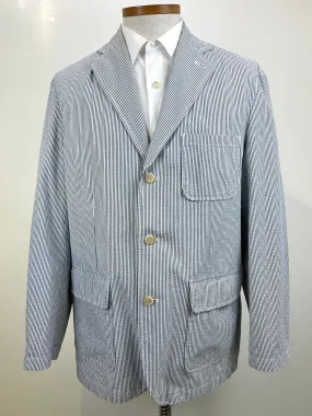 Contemporary Men's Blue/ White Stripe Seersucker Blazer, Land's End Jacket, C44R