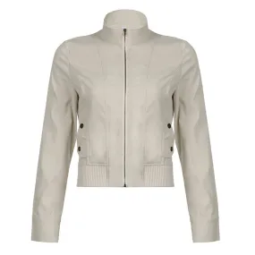 Cropped Zip-Up Bomber Jacket