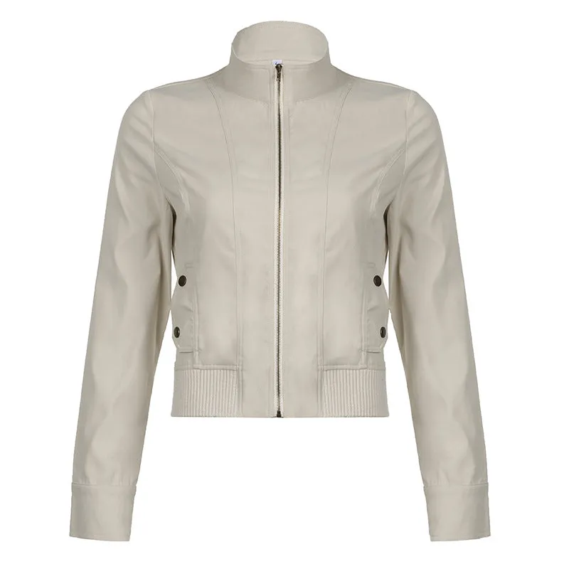 Cropped Zip-Up Bomber Jacket