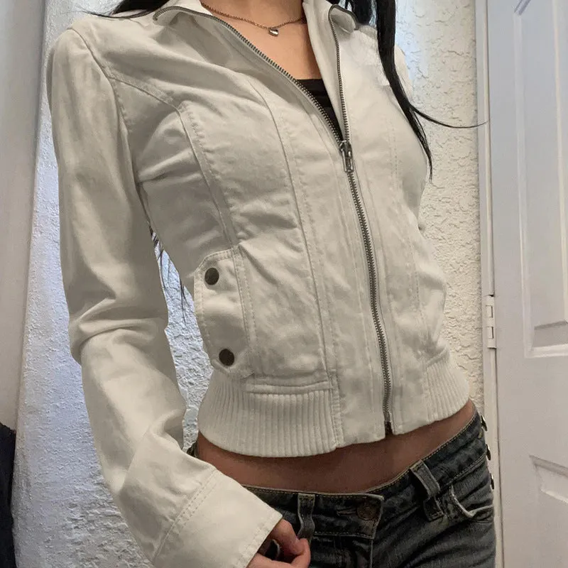 Cropped Zip-Up Bomber Jacket