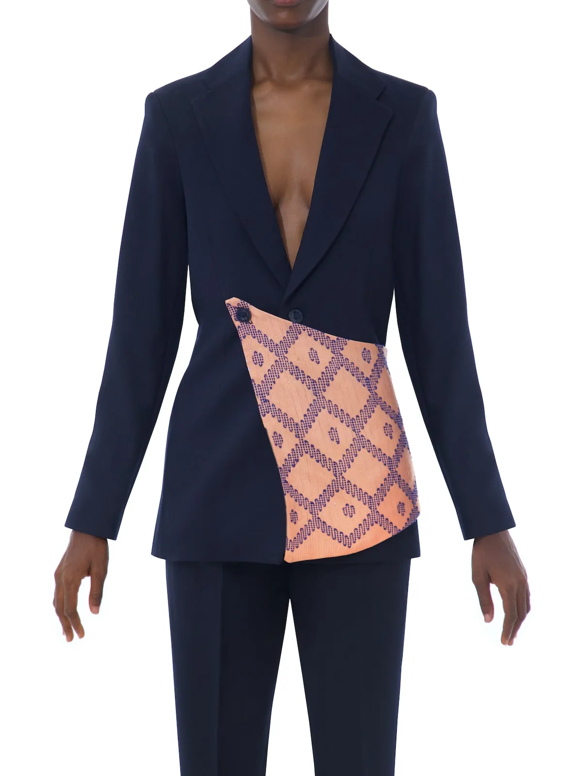 Custom Navy Ojongo Suit Set