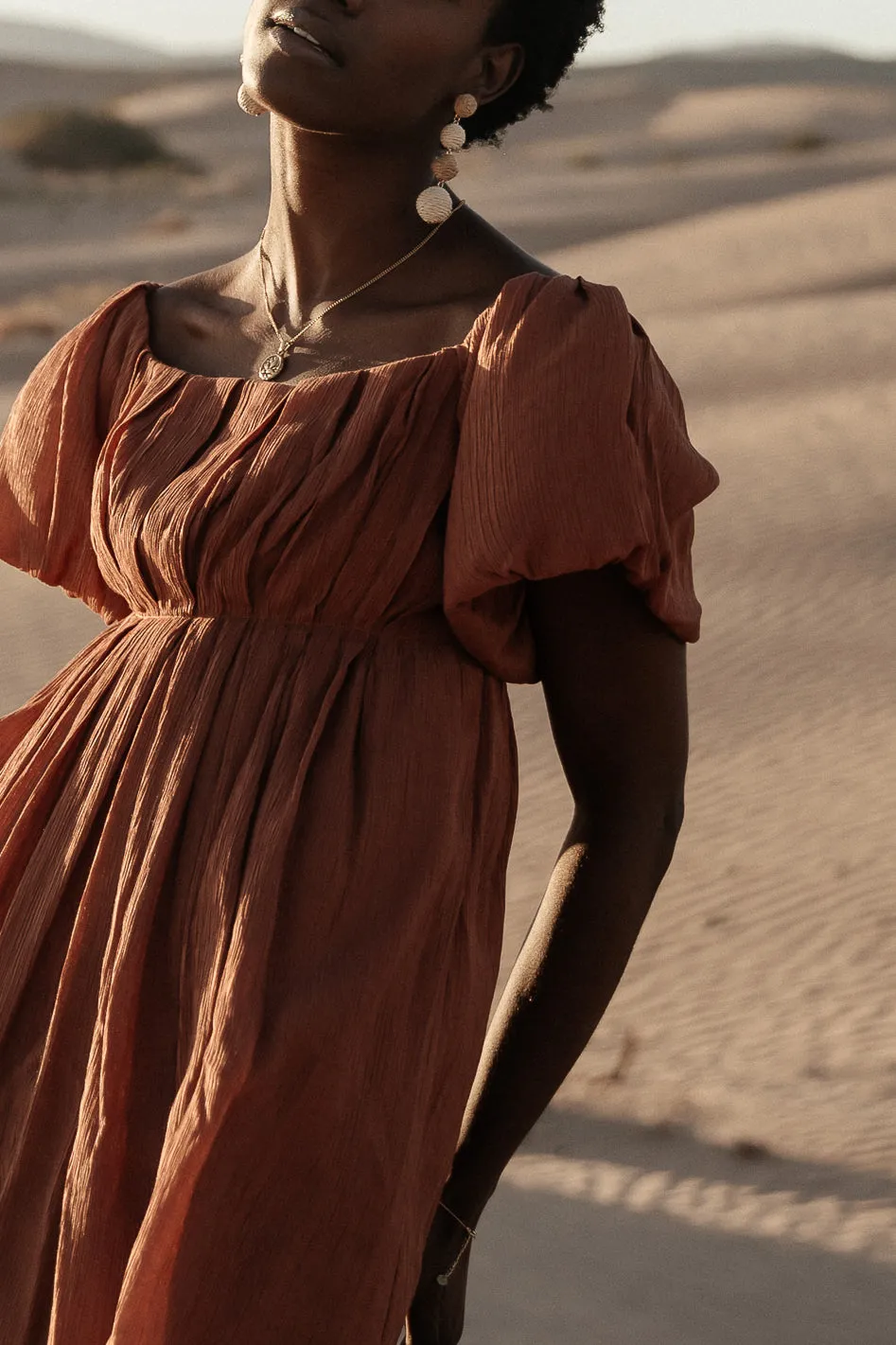 Dasha Textured Mini Dress in Terracotta