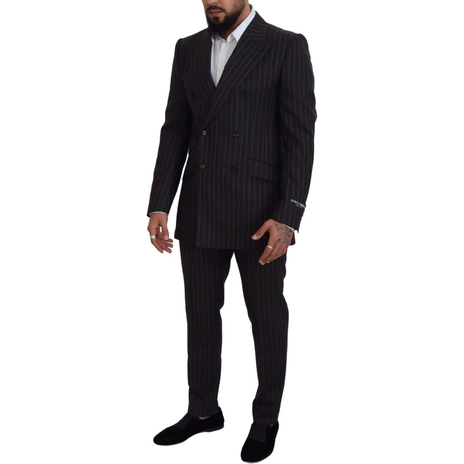 Dolce & Gabbana Elegant Black Striped Virgin Wool Suit