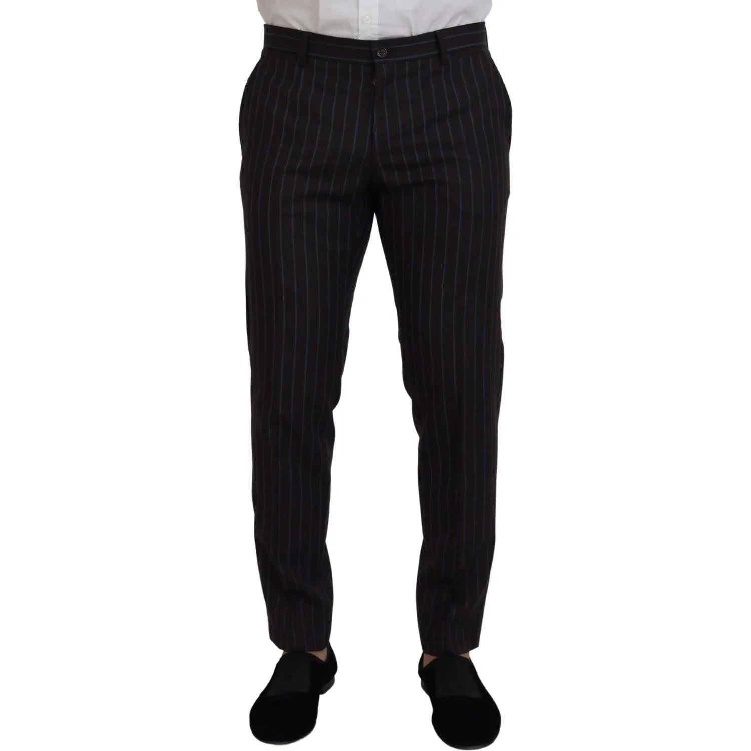 Dolce & Gabbana Elegant Black Striped Virgin Wool Suit