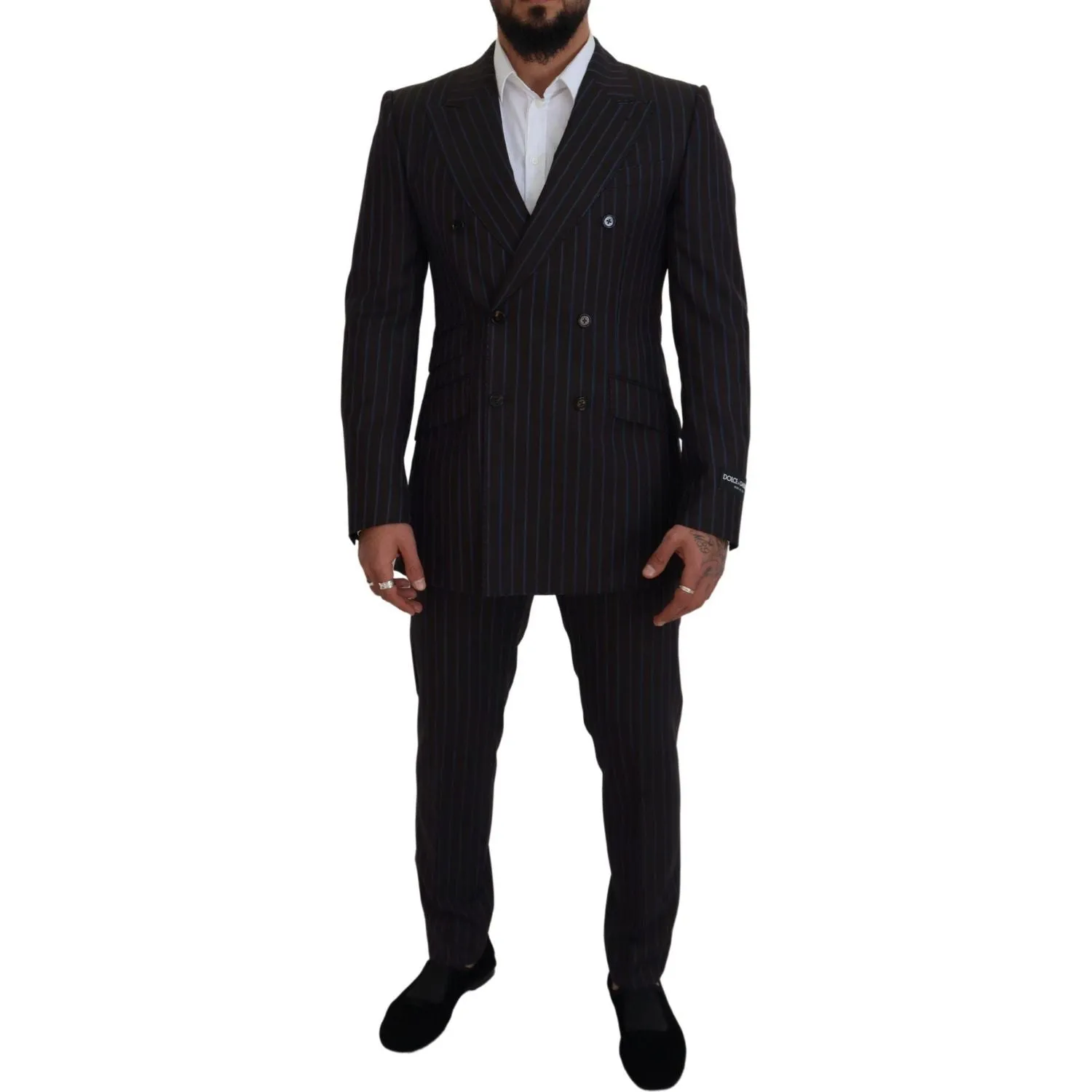 Dolce & Gabbana Elegant Black Striped Virgin Wool Suit