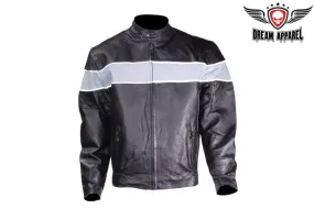 Dream Apparel Mens Motorcycle Jacket With Silver Racing Stripe