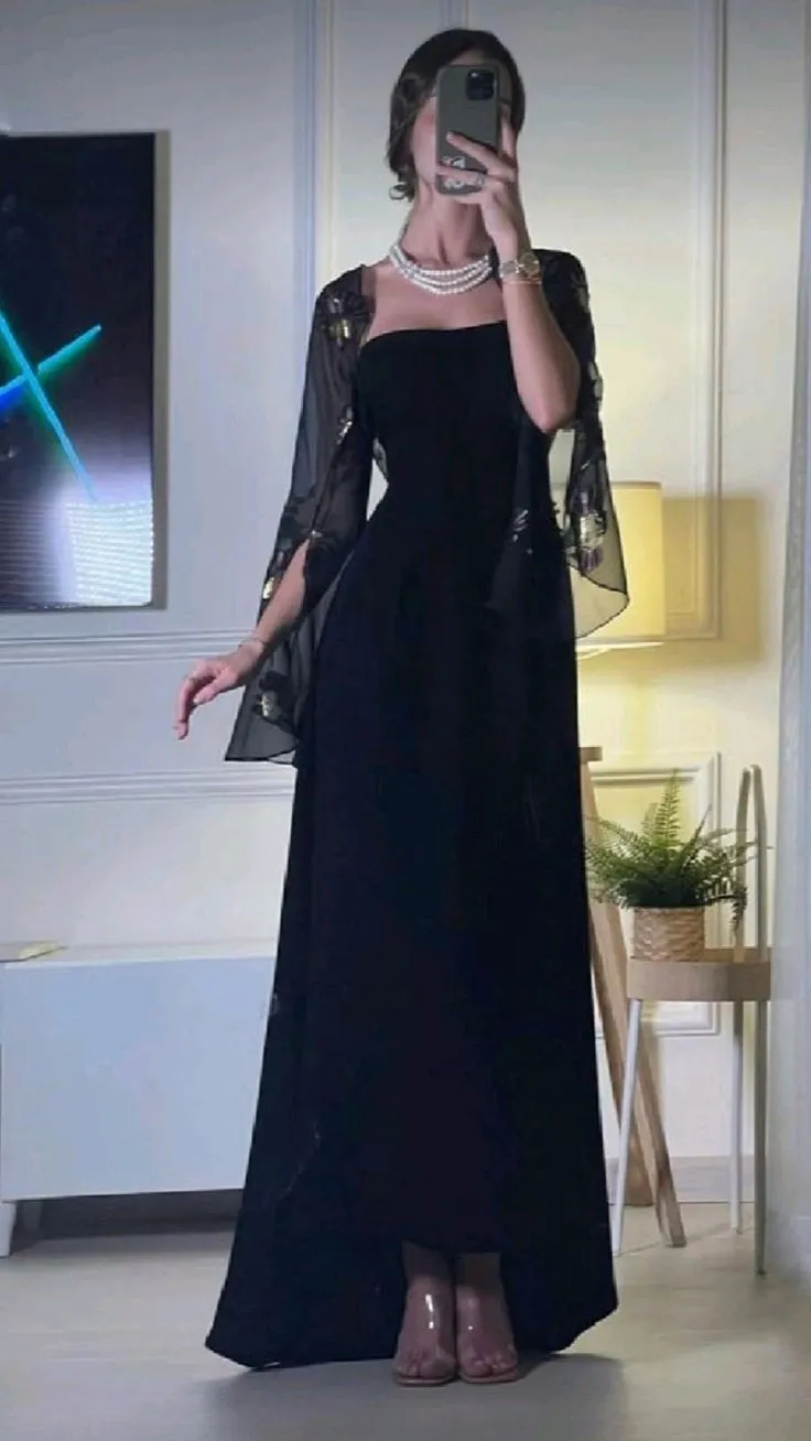 Elegant Strapless Long Prom Dress Black Formal Evening Dress SH1343