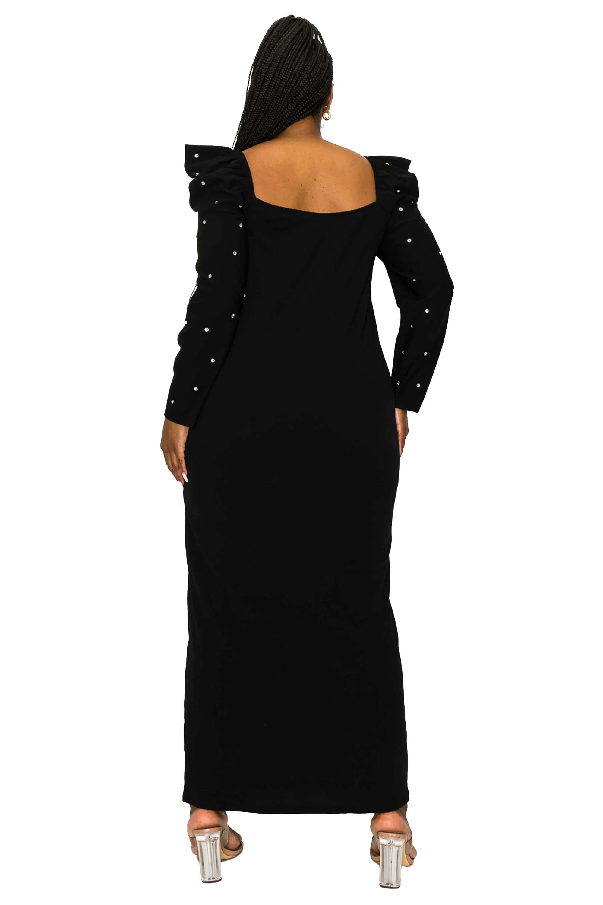 Evangeline Rhinestone Sleeve Dress