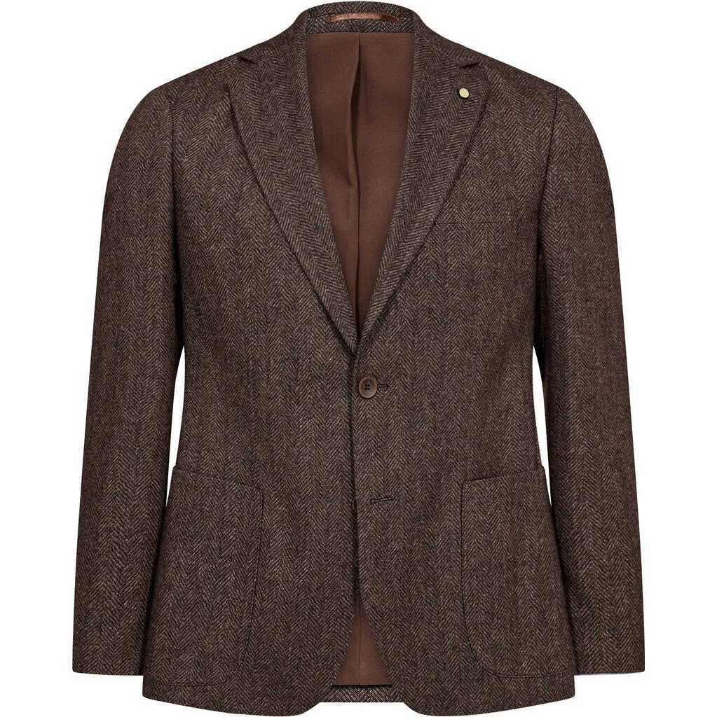 Faith Herringbone Blazer - BRW Brown