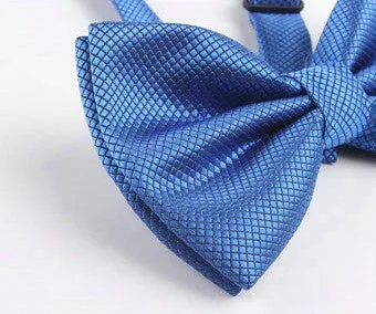 French Blue [Diamond Shape Print] - Bow Tie and Pocket Square Matching Set