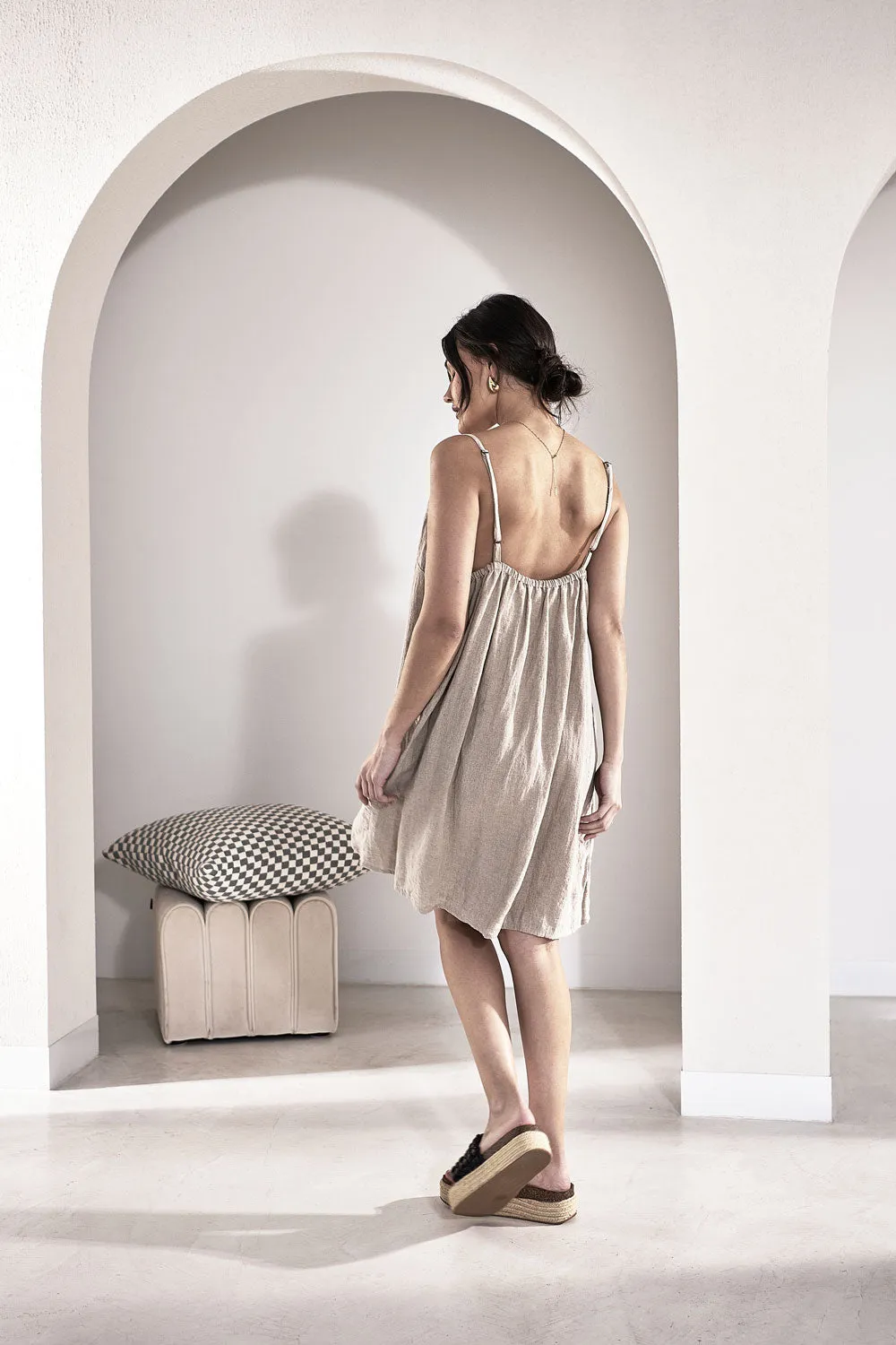 Fundamental Linen Slip Dress - Natural 