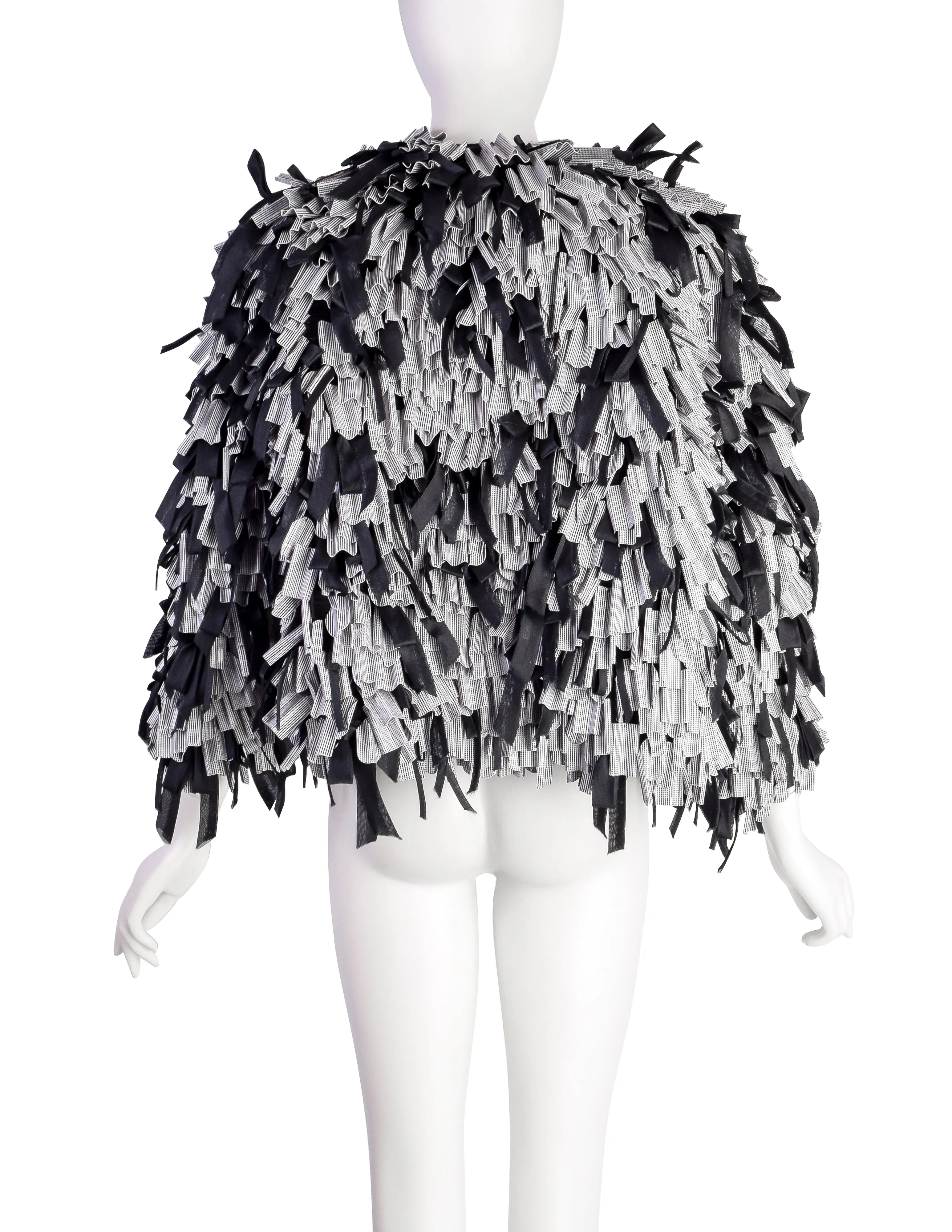 Gianfranco Ferre Vintage Black White Plastic Houndstooth Disc Embellished Mixed Media Cropped Jacket