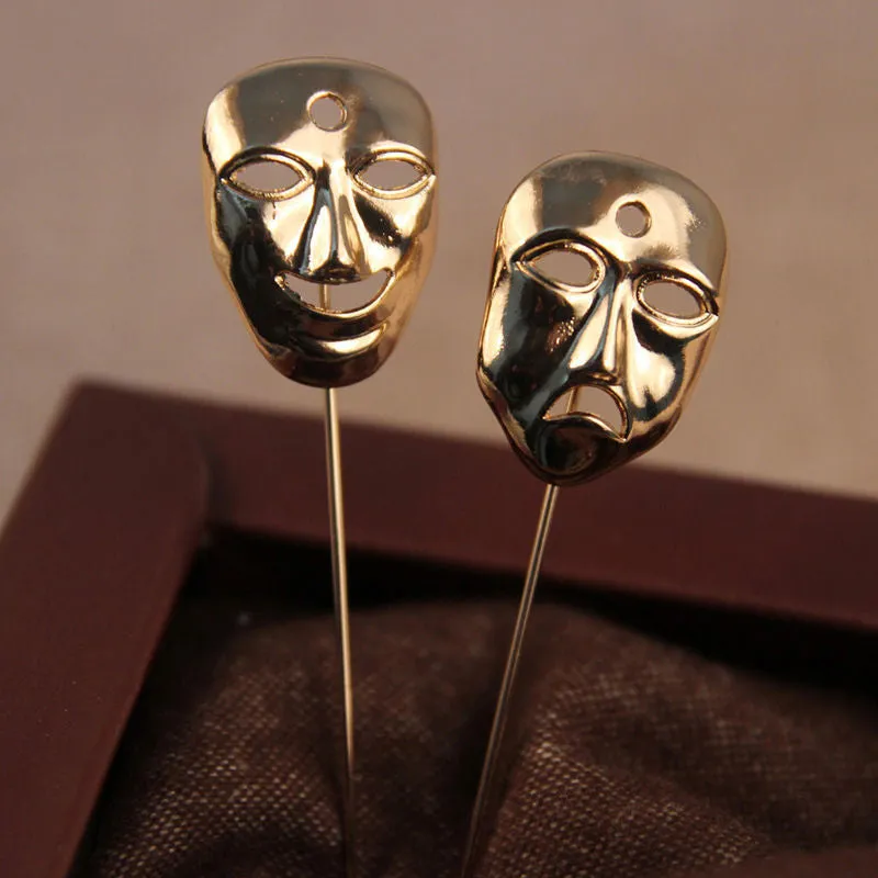 Golden Happy Face Mask Lapel Pin