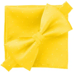 Golden Yellow [Glitter Dots] - Bow Tie and Pocket Square Matching Set